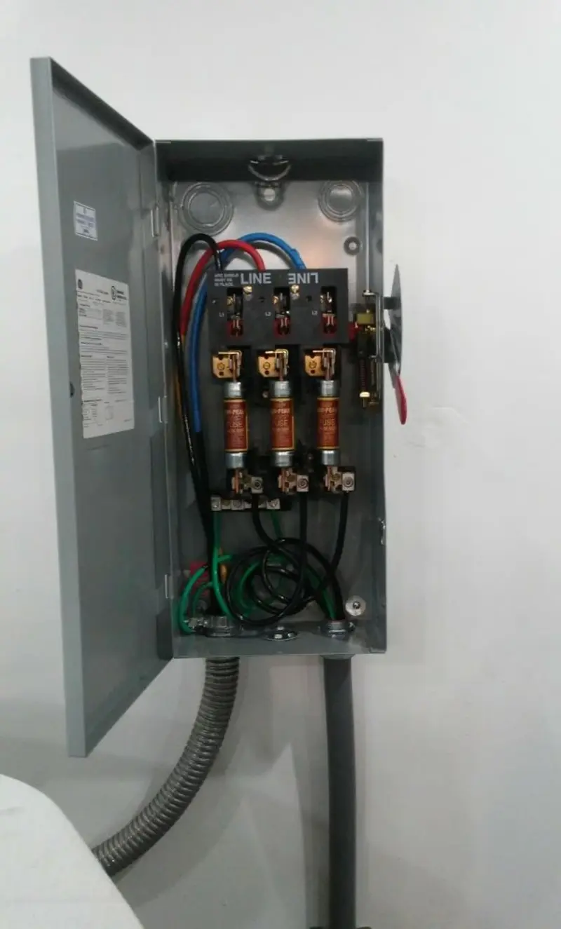 Three-phase disconnect switch installed for Electrical Wiring & Rewiring in Horace